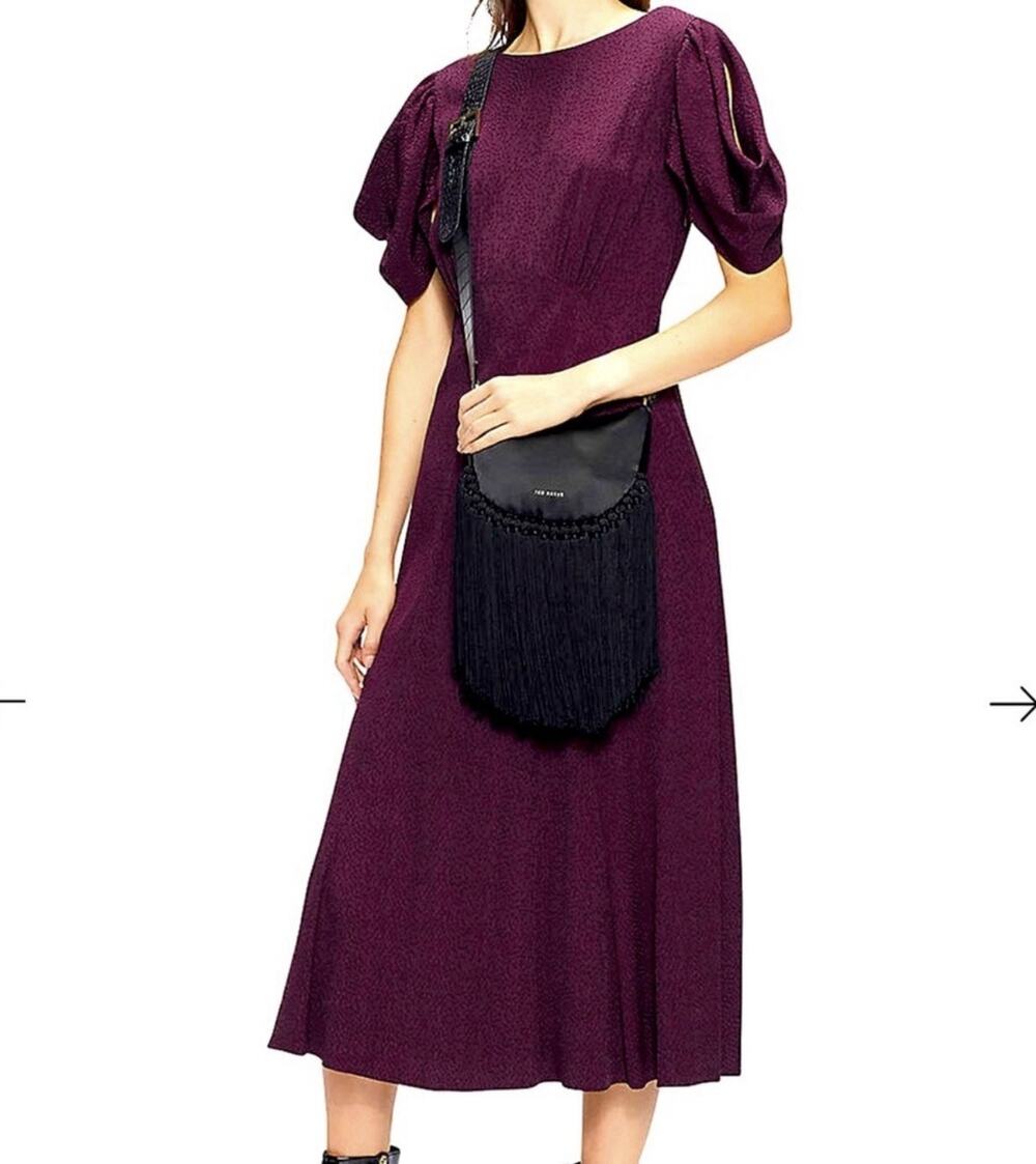 Ted Baker Tulipi Panelled Midi Tea Dress Women's Size 3 / US 8 Purple Open Back